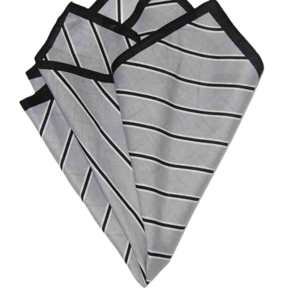 Lindenmann Germany Pocket Square Cotton Gray Black White Men's Extra Large - Picture 2 of 3